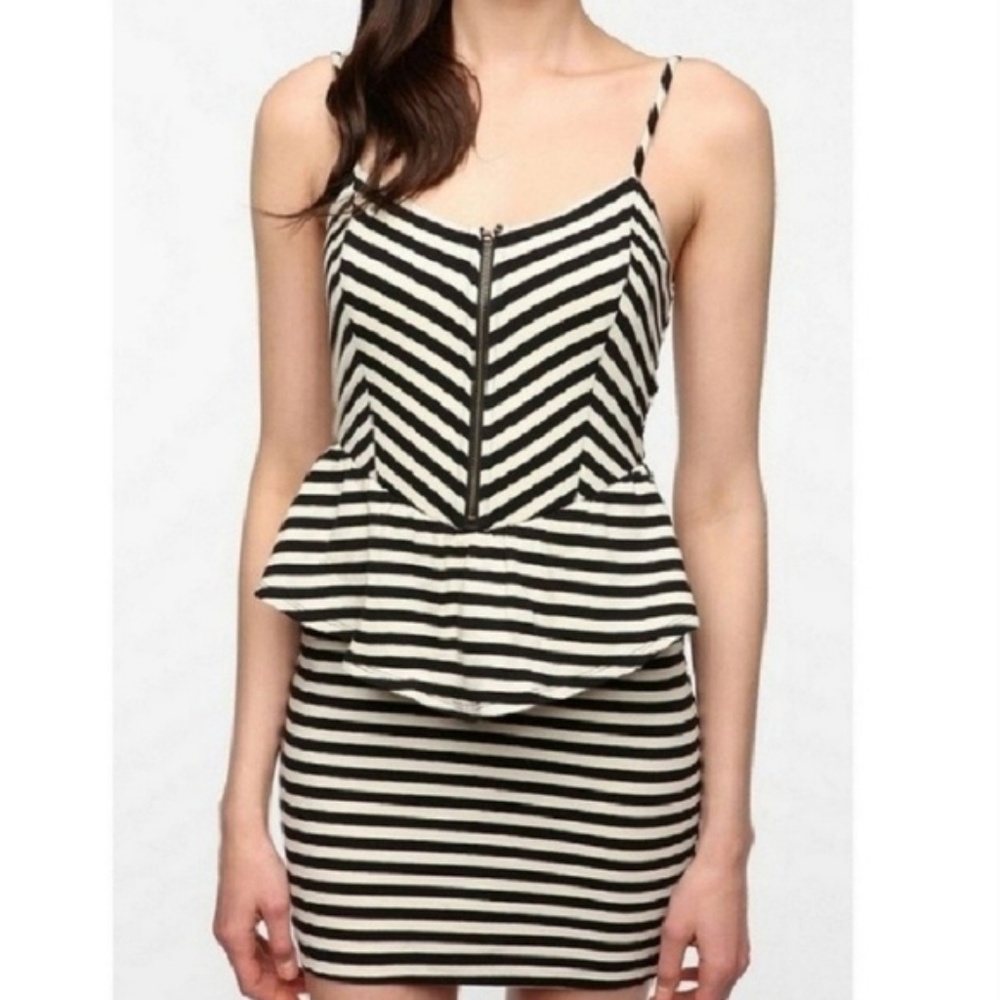 Sparkle & Fade striped peplum mini dress